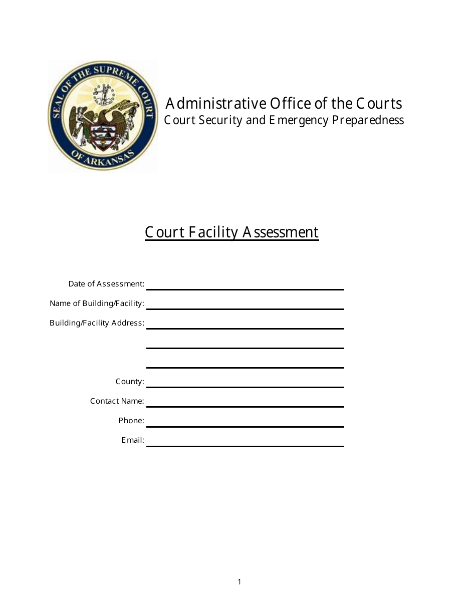 Court Facility Assessment Form - Arkansas, Page 1