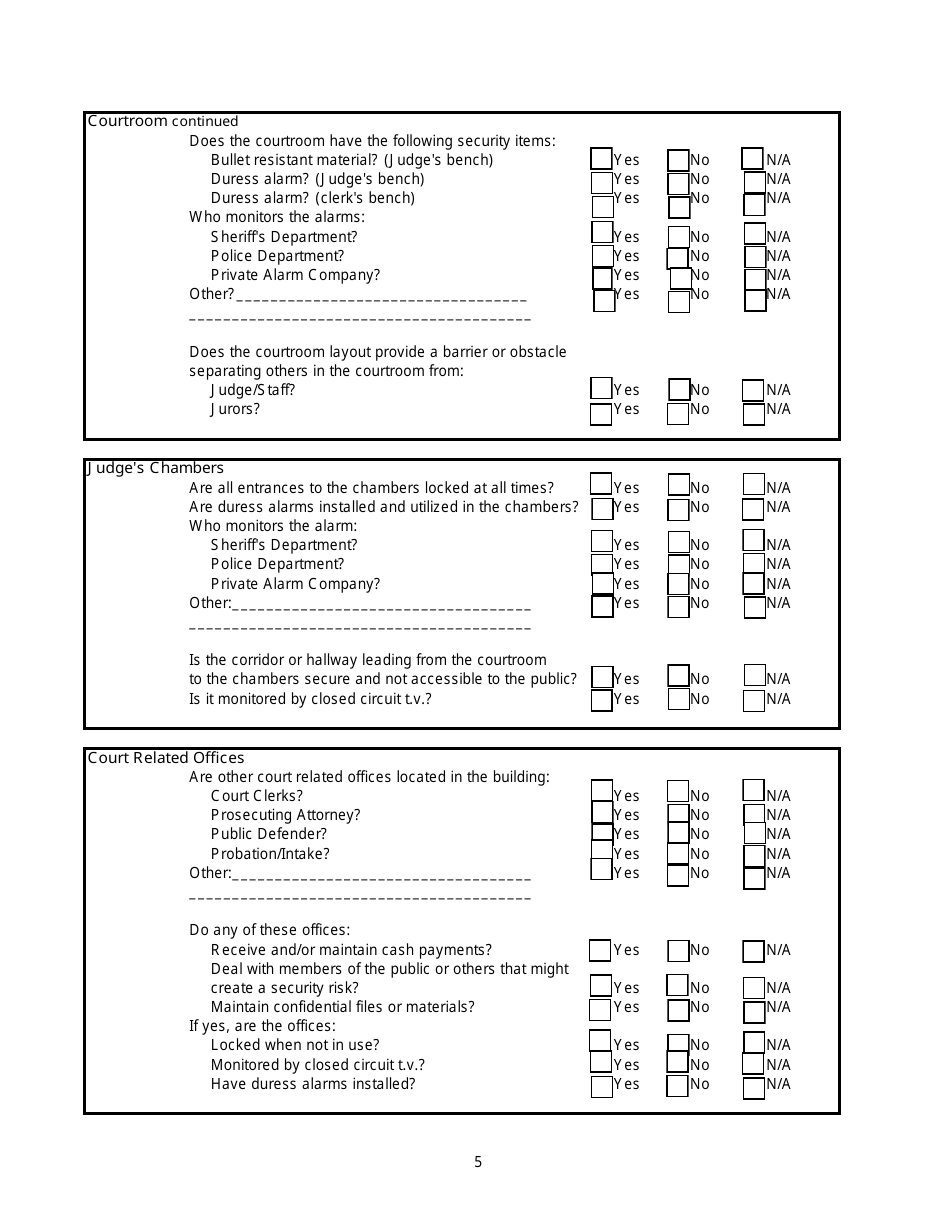 Court Facility Assessment Form - Arkansas, Page 5