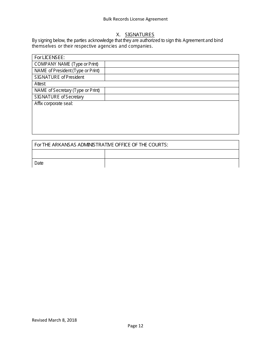 Bulk Records License Agreement - Data Extracts - Arkansas, Page 12