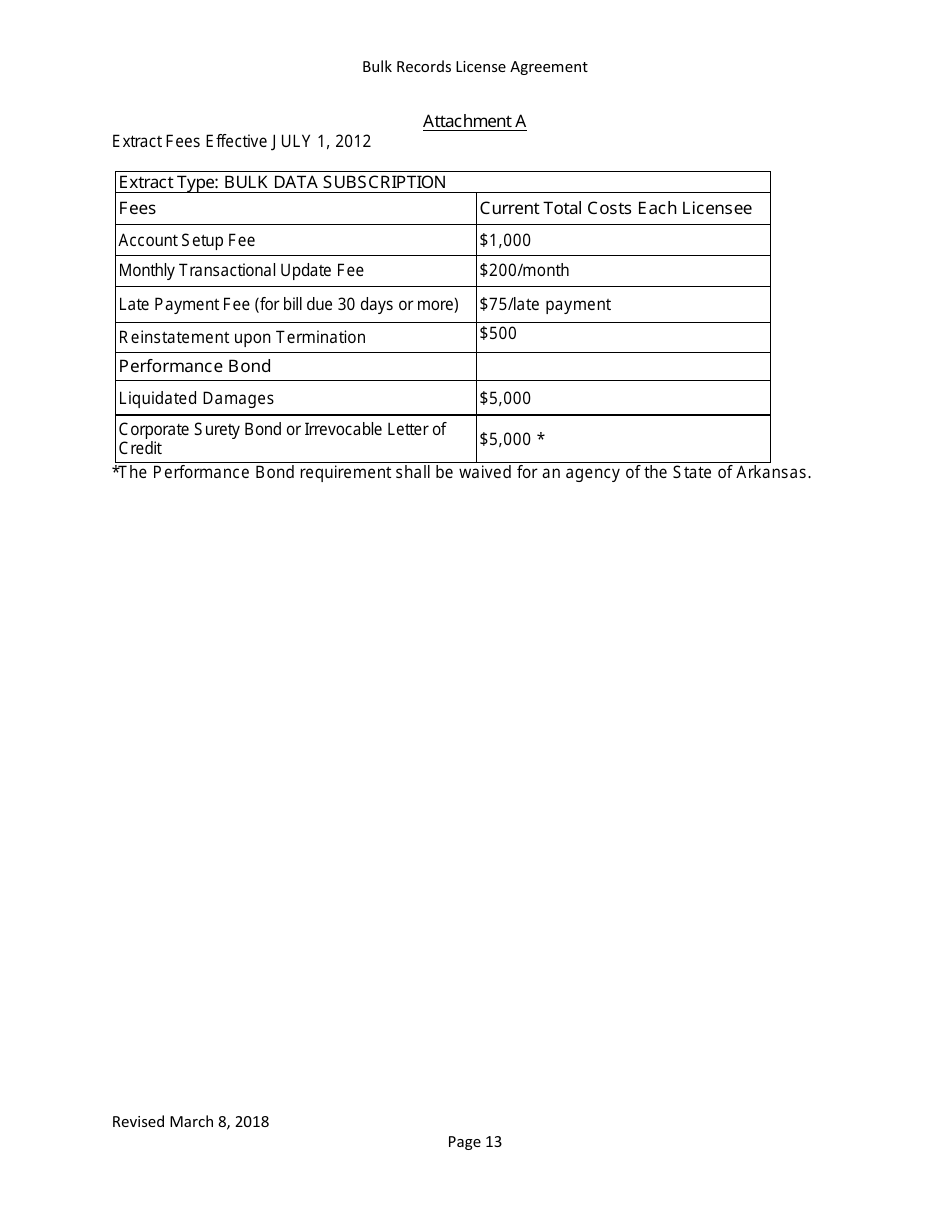 Bulk Records License Agreement - Data Extracts - Arkansas, Page 13