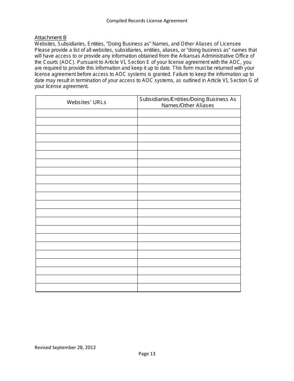 Compiled Records License Agreement - Data Extracts - Arkansas, Page 13