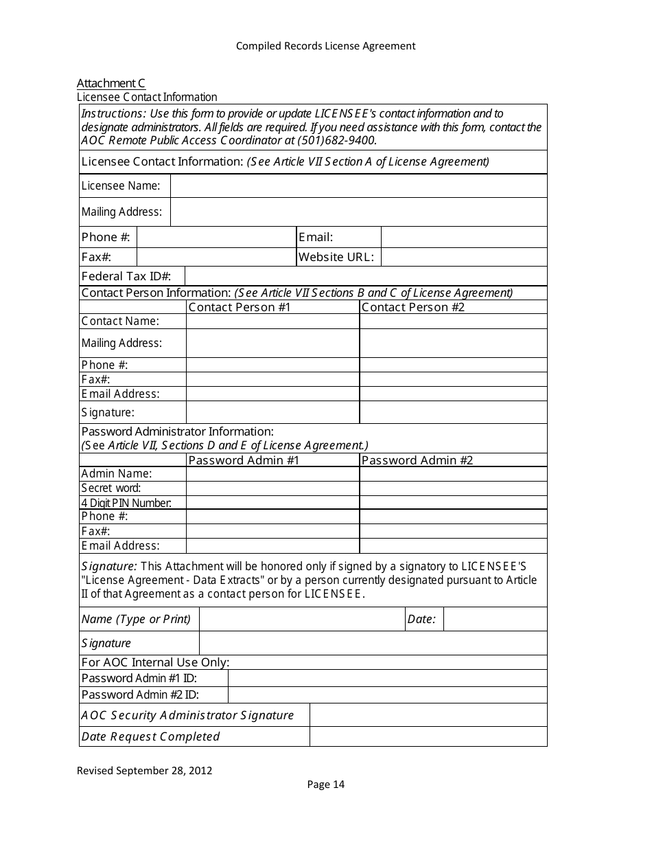 Compiled Records License Agreement - Data Extracts - Arkansas, Page 14