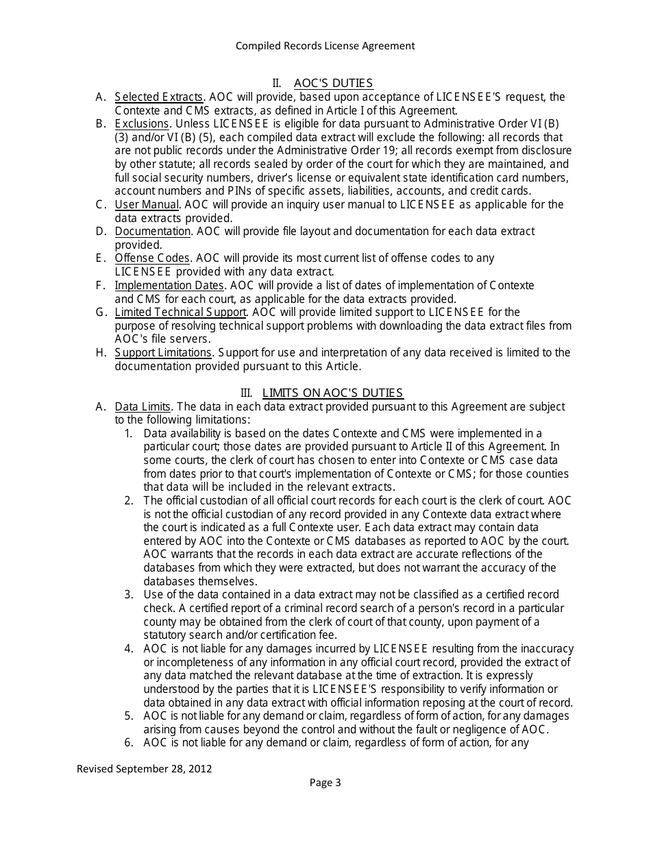 Compiled Records License Agreement - Data Extracts - Arkansas, Page 3