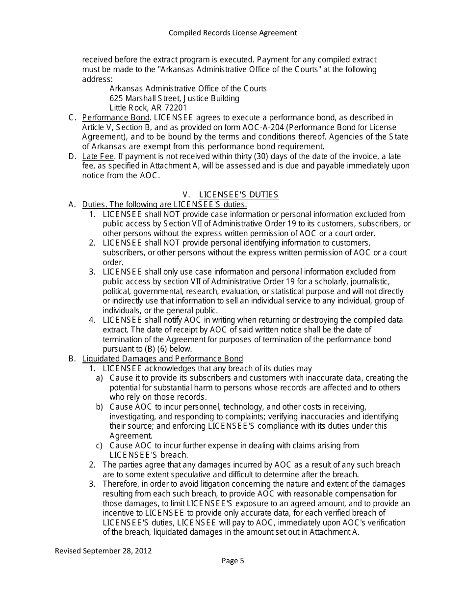 Compiled Records License Agreement - Data Extracts - Arkansas, Page 5