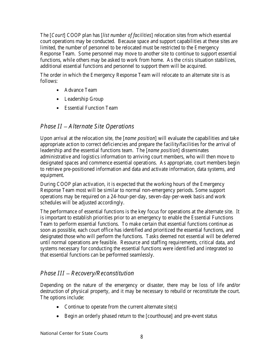 Continuity of Operations Plan - Arkansas, Page 11