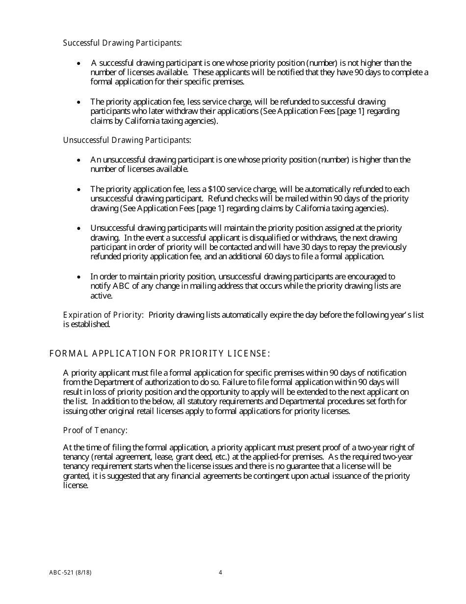 Issuance of Original and Intercountytransfer of on-Sale General and Offsale General Licenses - California, Page 4