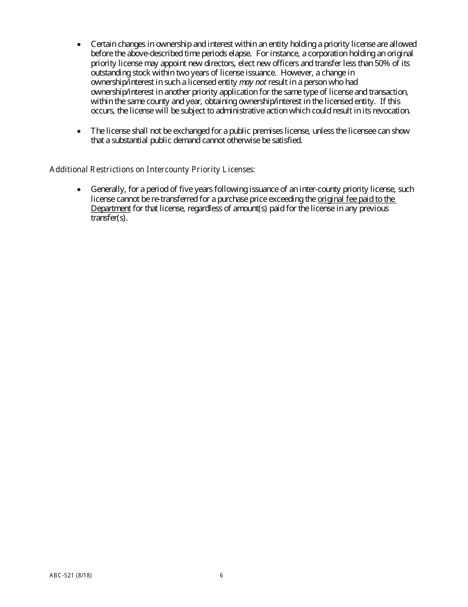 Issuance of Original and Intercountytransfer of on-Sale General and Offsale General Licenses - California, Page 6