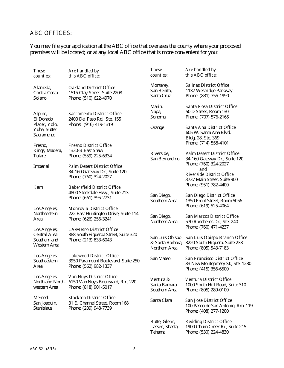 Issuance of Original and Intercountytransfer of on-Sale General and Offsale General Licenses - California, Page 8