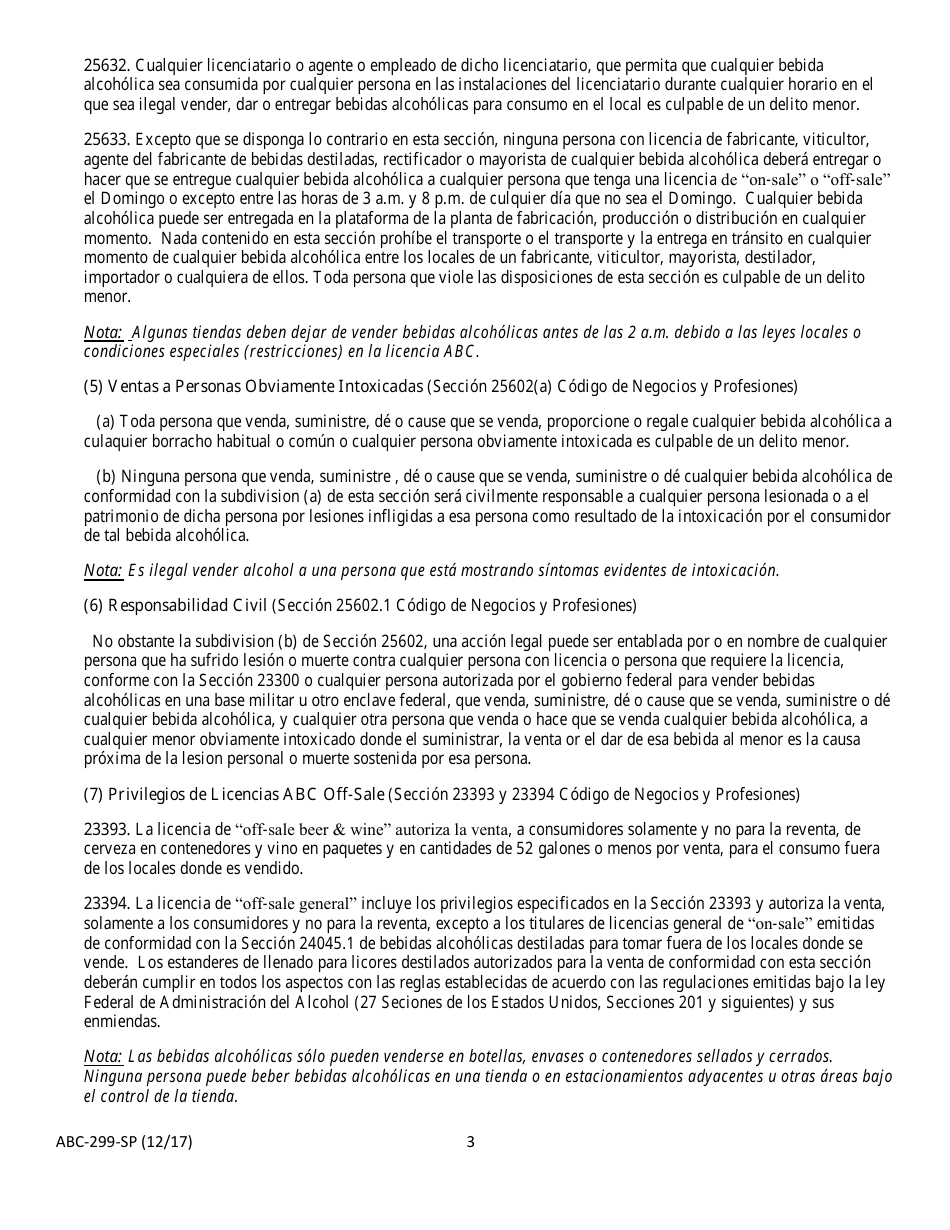 Formulario ABC-299-SP Declaracion Jurada Y Anuncio - California (Spanish), Page 3