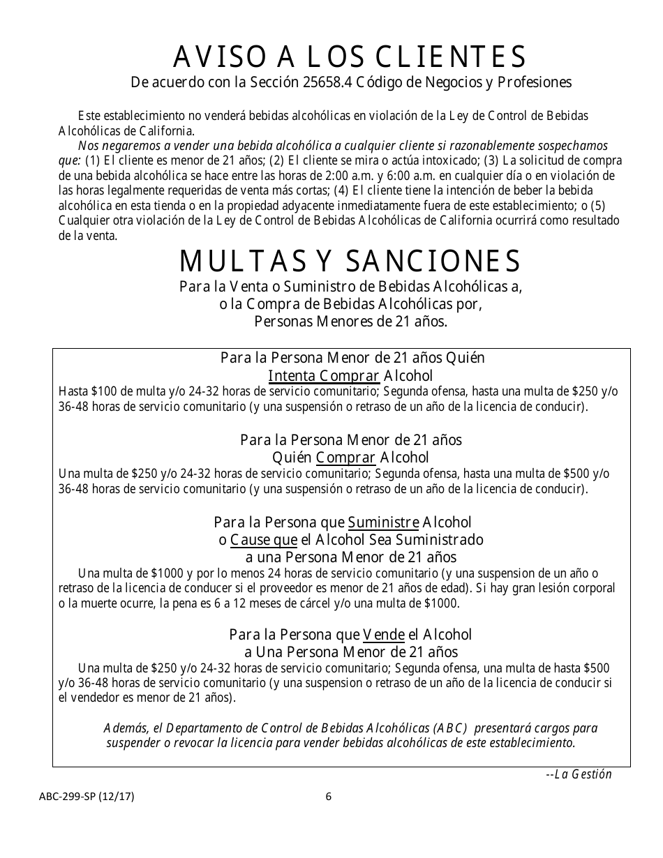 Formulario ABC-299-SP Declaracion Jurada Y Anuncio - California (Spanish), Page 6