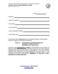 Form DBO-DOC26 &quot;Certificate of Search Request Form&quot; - California