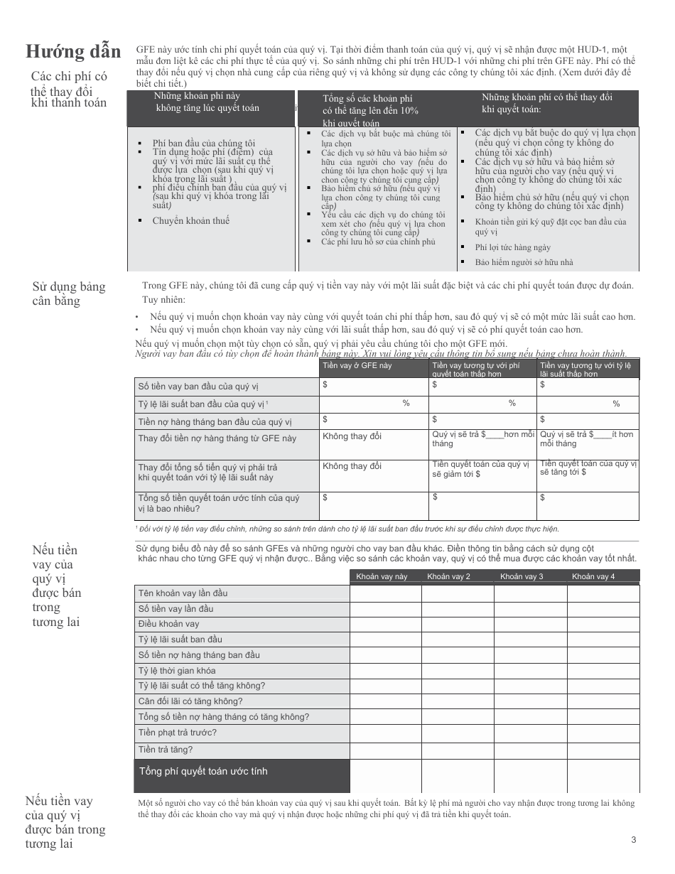 Good Faith Estimate Form - California (Vietnamese), Page 3