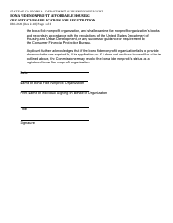 Form DBO-2666 Bona Fide Nonprofit Affordable Housing Organization Application for Registration - California, Page 3