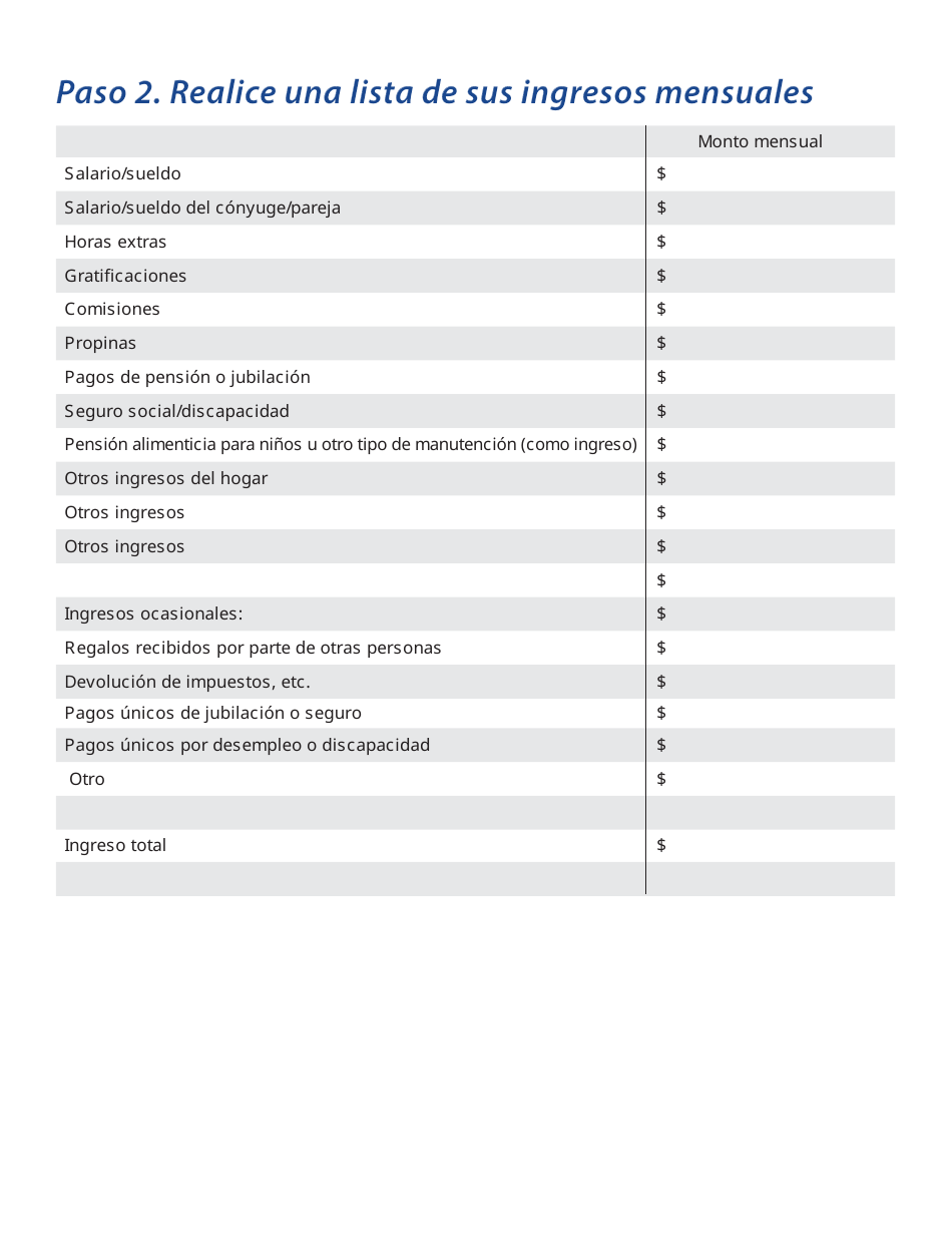 Hoja De Trabajo De Presupuesto - California (Spanish), Page 3