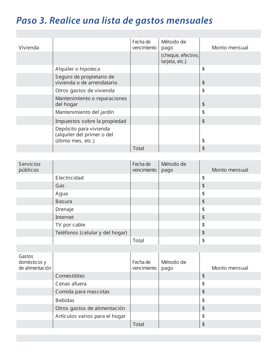 Hoja De Trabajo De Presupuesto - California (Spanish), Page 4
