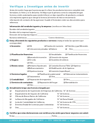 Document preview: Verifique Y Investigue Antes De Invertir - California (Spanish)