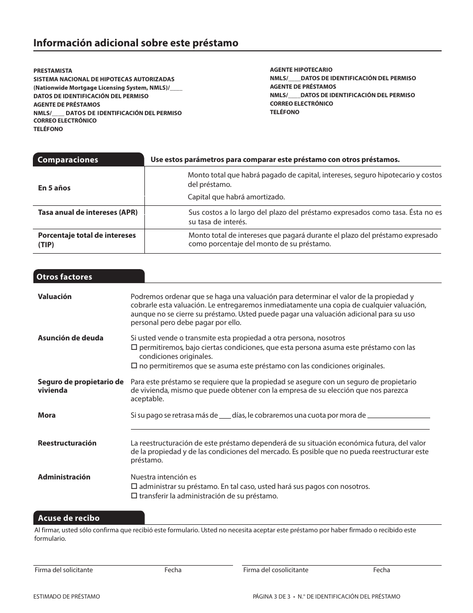 Formulario CFPB Estimado De Prestamo - California (Spanish), Page 7