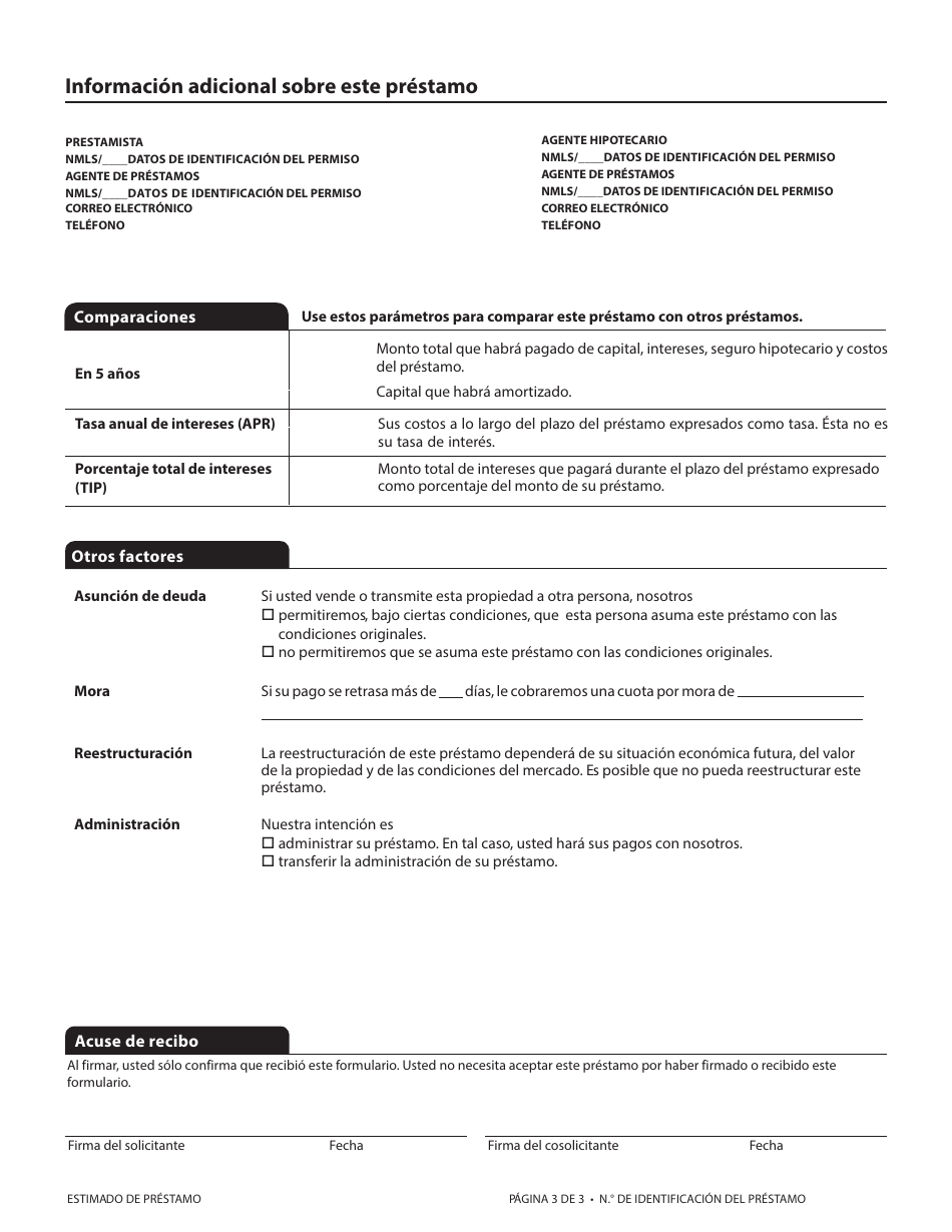 Formulario CFPB Estimado De Prestamo - California (Spanish), Page 9