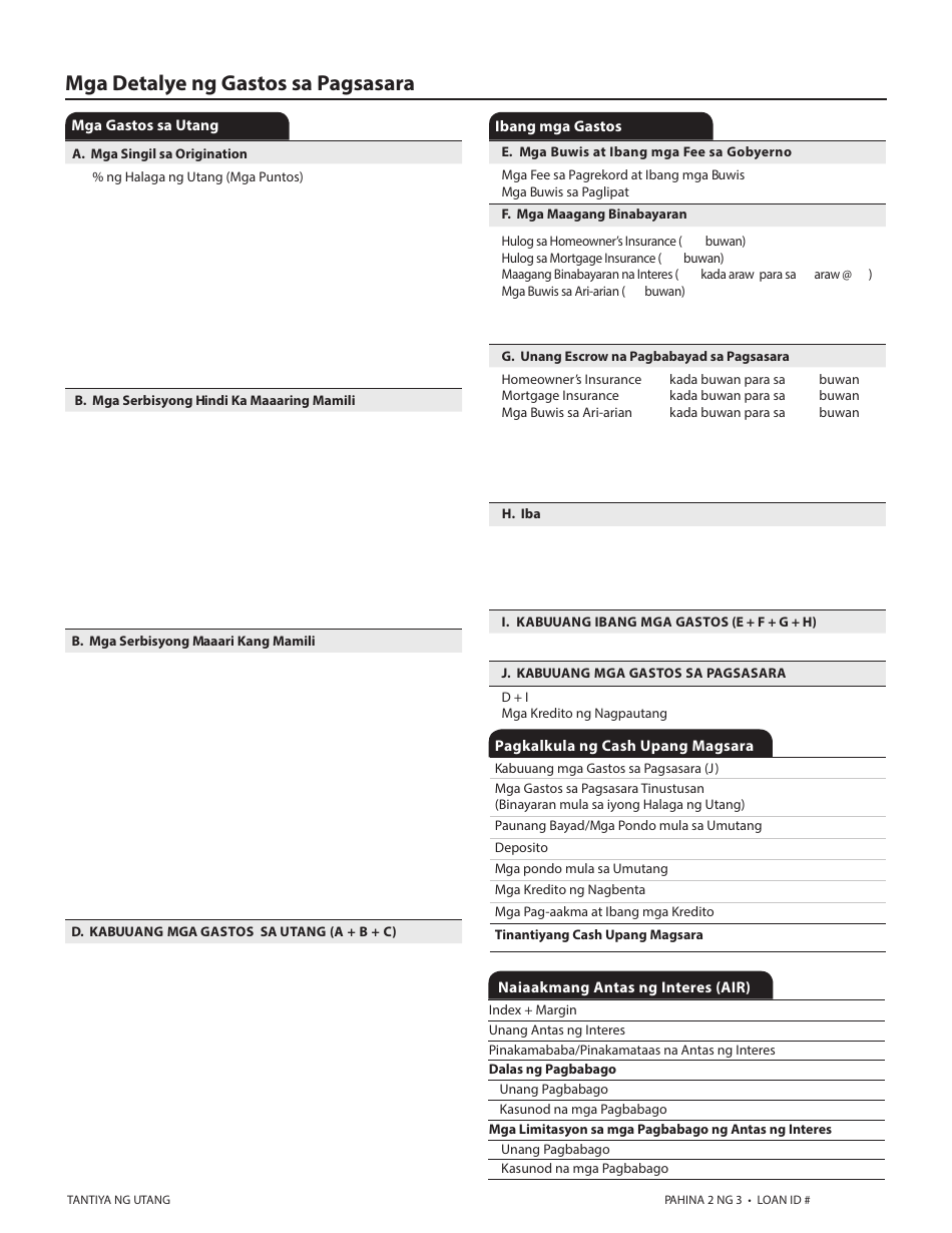 Form CFPB Tantiya Ng Utang - California (Tagalog), Page 6