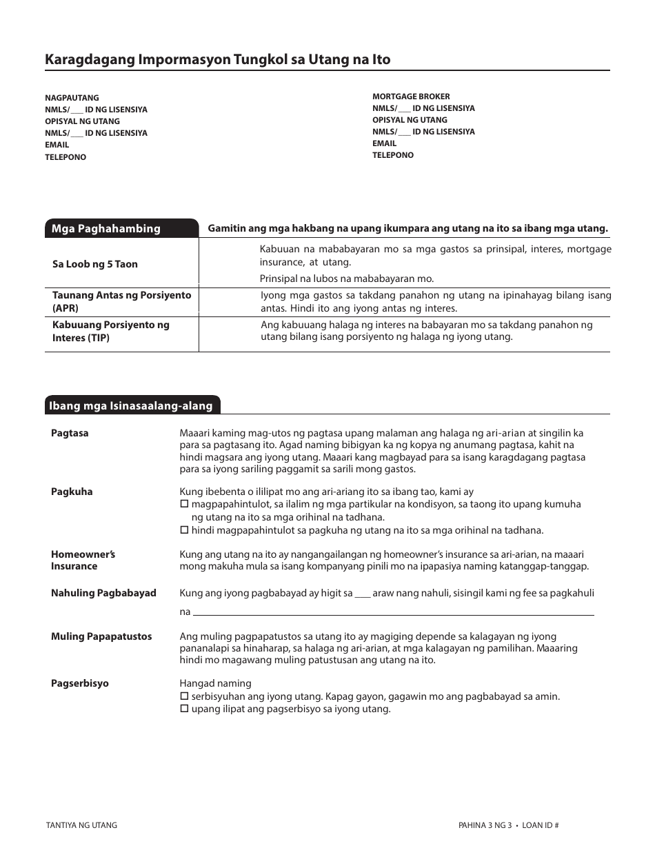 Form CFPB Tantiya Ng Utang - California (Tagalog), Page 8