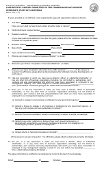 Form DBO-3 Confidential Resume Submitted to the Commissioner of Business Oversight, State of California - California