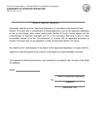 Form DBO-90 Agreement of Approved Depository - California