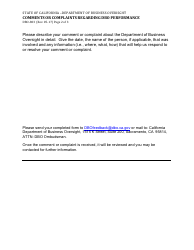 Form DBO-803 Comments or Complaints Regarding Dbo Performance - California, Page 2
