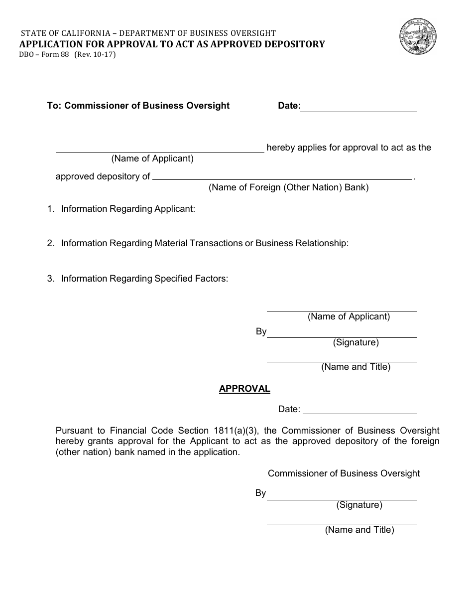 Form DBO-88 - Fill Out, Sign Online and Download Fillable PDF ...