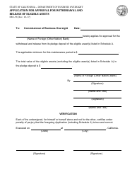 Form DBO-93 &quot;Application for Approval for Withdrawal and Release of Eligible Assets&quot; - California