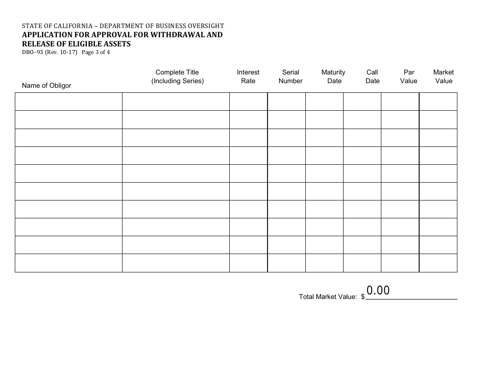 Form DBO-93 Application for Approval for Withdrawal and Release of Eligible Assets - California, Page 3