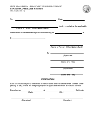 Form DBO-95 &quot;Report of Applicable Minimum&quot; - California
