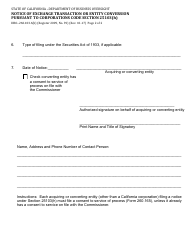 Form DBO-260.103.6(B) &quot;Notice of Exchange Transaction or Entity Conversion Pursuant to Corporations Code Section 25103(H)&quot; - California, Page 2