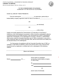 Document preview: Form DBO-260.102.8(B) Consent to Service - California