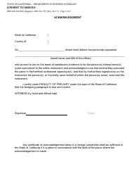Form DBO-260.102.8(B) Consent to Service - California, Page 2