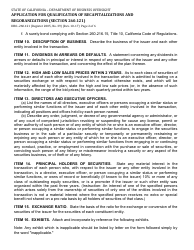 Form DBO-260.121 Application for Qualification of Recapitalizations and Regoranizations (Section 260.121) - California, Page 2