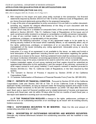 Form DBO-260.121 Application for Qualification of Recapitalizations and Regoranizations (Section 260.121) - California, Page 3