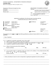 Document preview: Form DBO-260.110 Facing Page - California