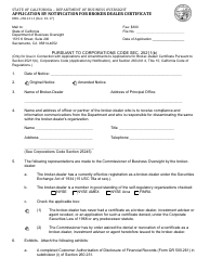 Document preview: Form DBO-260.211.1 Application by Notification for Broker Dealer Certificate - California