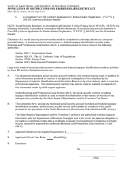 Form DBO-260.211.1 Application by Notification for Broker Dealer Certificate - California, Page 2
