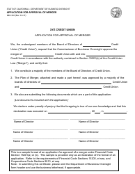 Document preview: Form DBO-310 Application for Approval of Merger - California