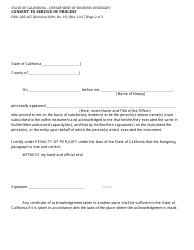 Form DBO-260.165 Consent to Service of Process - California, Page 2