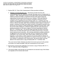 Form DBO-260.141.13 Notice of Release of Securities From Escrow - California, Page 2