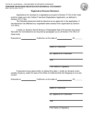 Document preview: Form DBO-310.122 Uniform Franchise Registration Renewal Statement - California
