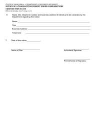 Form DBO-310.106 Notice of a Transaction Exempt Under Corporations Code Section 31106 - California, Page 2