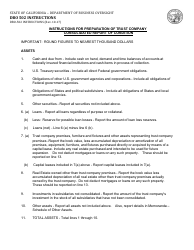 Document preview: Instructions for Form DBO-502 Trust Company Consolidated Report of Condition - California