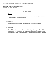 Form DBO-706 Appointment of Commissioner of Business Oversight as Agent for Service of Process - California, Page 2