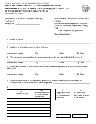 Form DBO-260.507 Application for Approval as to Form of an Offer to Repurchase a Security Under Subdivision (B) of Section 25507 of the Corporate Securties Law of 1968 - California