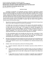 Form DBO-260.507 Application for Approval as to Form of an Offer to Repurchase a Security Under Subdivision (B) of Section 25507 of the Corporate Securties Law of 1968 - California, Page 2