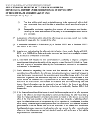 Form DBO-260.507 Application for Approval as to Form of an Offer to Repurchase a Security Under Subdivision (B) of Section 25507 of the Corporate Securties Law of 1968 - California, Page 5