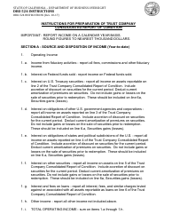 Instructions for Form DBO-524 Trust Company Consolidated Report of Income - California